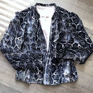 Rebecca Taylor Snake Print Velvet Blazer Jacket Size Small Bold Confident zip